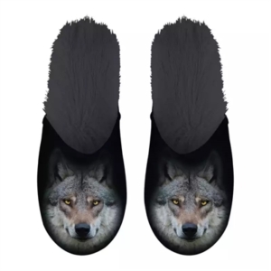 PANTOFFEL WOLF ZWART